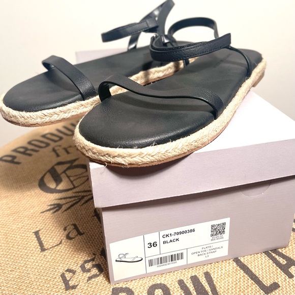 Charles & Keith Black Ankle Strap Flat Espadrille Sandals EU36 - Picture 6 of 9